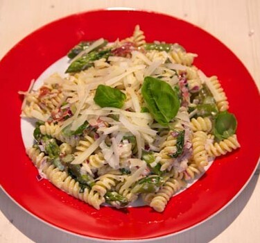 Fusilli met knisperende pancetta