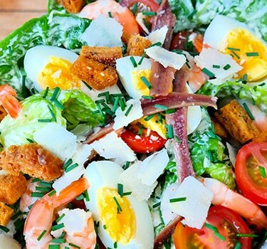 Caesarsalade met gamba's