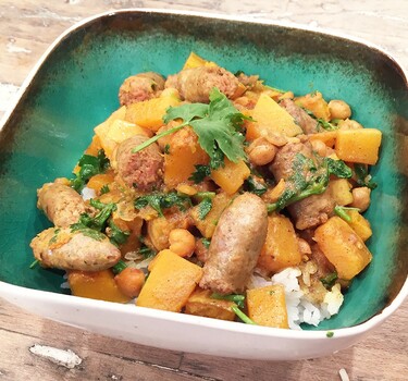 Pompoencurry met kikkererwten