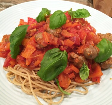 Pasta met lamsworstjes