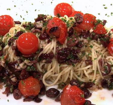 Spaghetti met gebakken kerstomaten