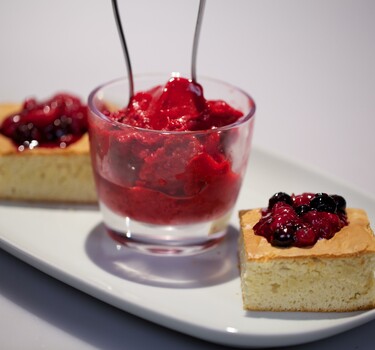 Witte brownies met snelle sorbet (Argentinië)