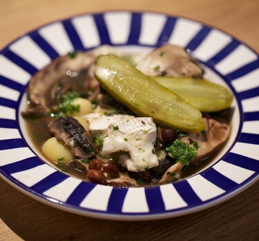 Kapucijners met portobello’s en geitenkaas