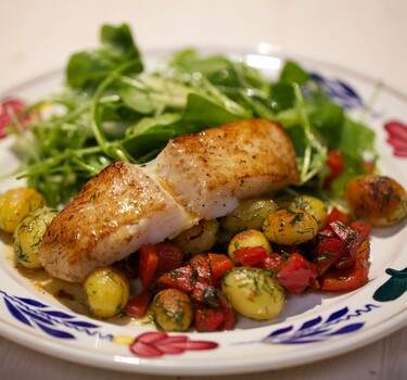 Heilbotfilet met posteleinsalade