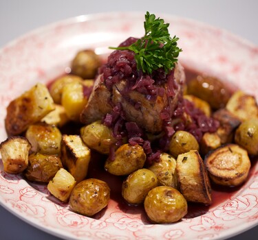 Geroosterde groente met verwensaus