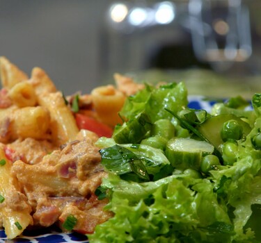 Pasta (van de berg) met tonijn en spek