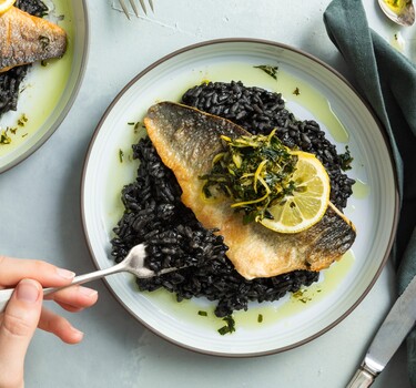 Risotto met zeebaars en gremolata