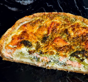 Quiche gerookte zalm-broccoli