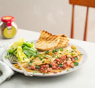 Boerenomelet met champignons, spek en oude kaas