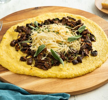 Polenta met paddenstoelen en parmezaan