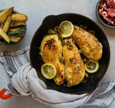 Gebakken citroenkip met aardappeltjes