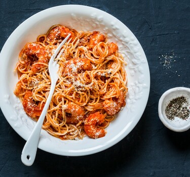 spaghetti met garnalen