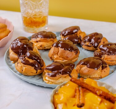 Shirma's mango profiteroles 