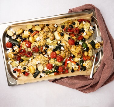 Traybake met kip en feta 