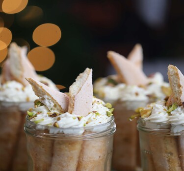 Pistache-tiramisu uit het programma Miljuschka Masterclass Kersteditie.