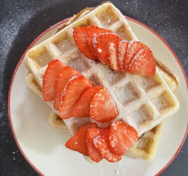 wafels met aardbeien