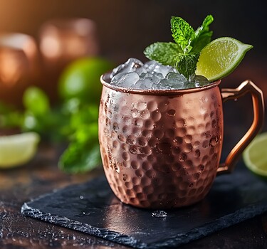 moscow mule in klassieke koperen mok