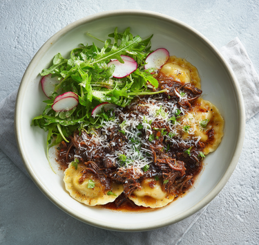 ossenstaartstoof met ravioli