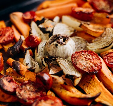 Traybake met pompoen en lamsworst