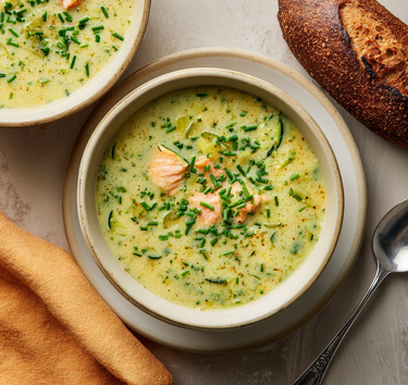 Courgettesoep met forel