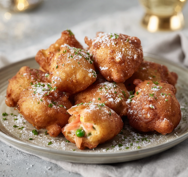 hartige oliebollen met zalm