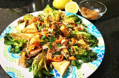 Zoete aardappelsalade met pita Miniatuurvoorbeeld