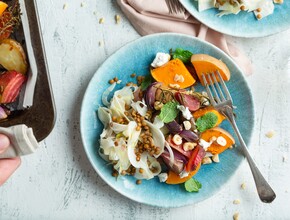 Geroosterde groenten met geitenkaas en venkelsalade Miniatuurvoorbeeld