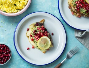 Gergilde aubergine met olijvensalsa Miniatuur