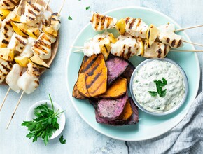 Viskebab met remouladesaus en zoete aardappel Miniatuur
