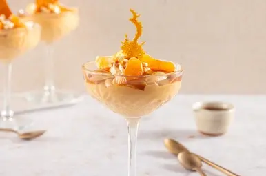 Karamelmousse met mandarijn en toffee