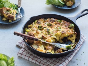 Ovenschotel met spruitjes en krieltjes