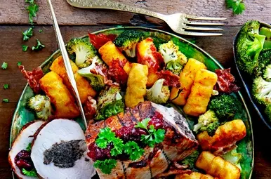 Champignonrollade met aardappelkroketjes