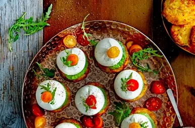 Rösti met burratina en rucolacrème 