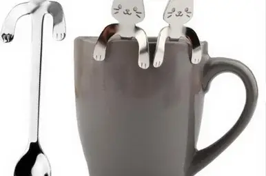 Hangende kat theelepel van Bol.