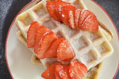wafels met aardbeien