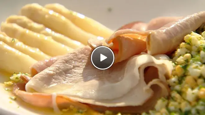 Asperge Flamande (klassieke asperges) met beenham