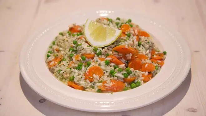 Zijdezachte zalmrisotto