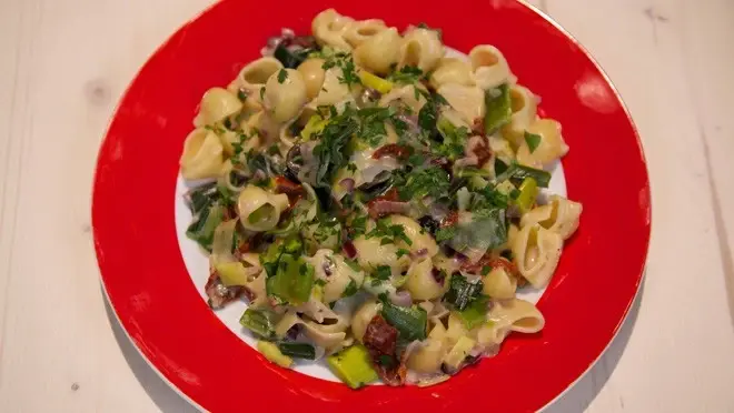 Romige prei-pasta