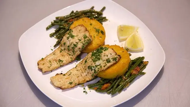 Filetto di platessa con polenta fritta (Scholfilet met gebakken polenta)