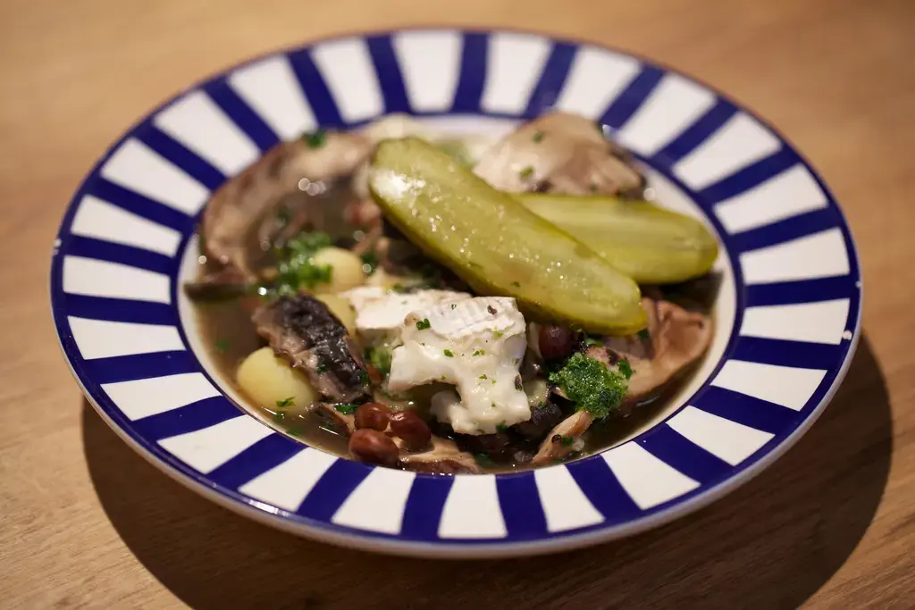 Kapucijners met portobello’s en geitenkaas