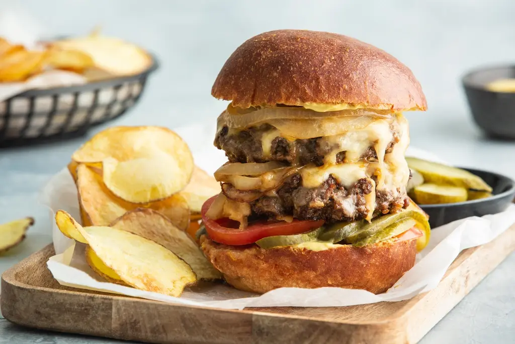Cheese & onion burgers
