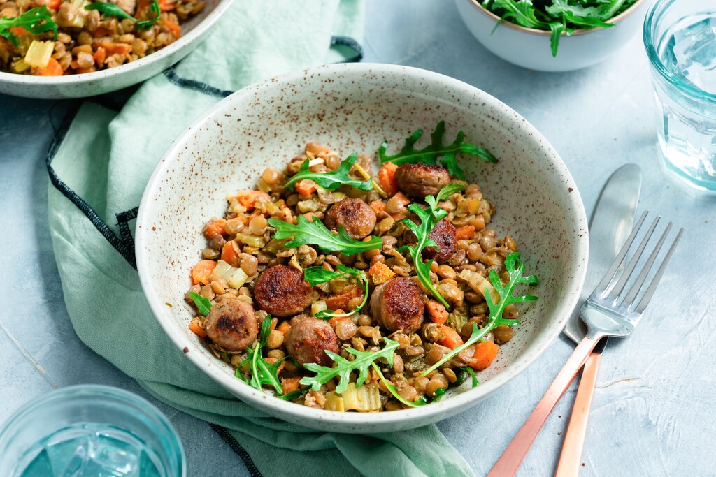 Gestoofde Linzen Met Worst 24kitchen