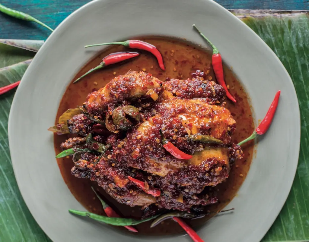 Indische gegrilde hete kip