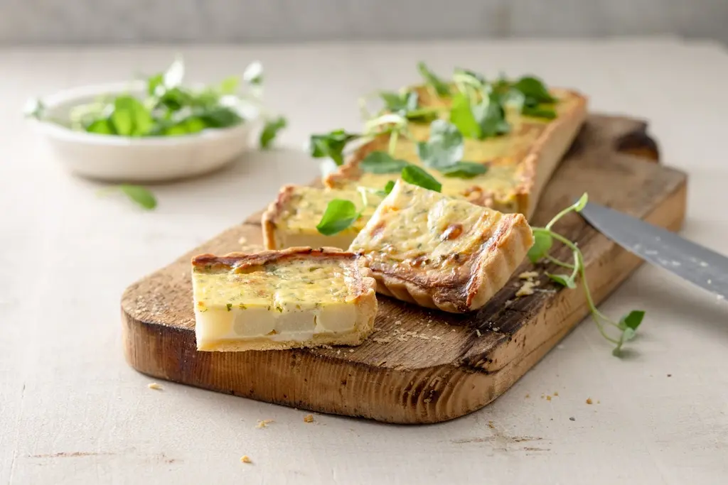Lentequiche met witte asperges