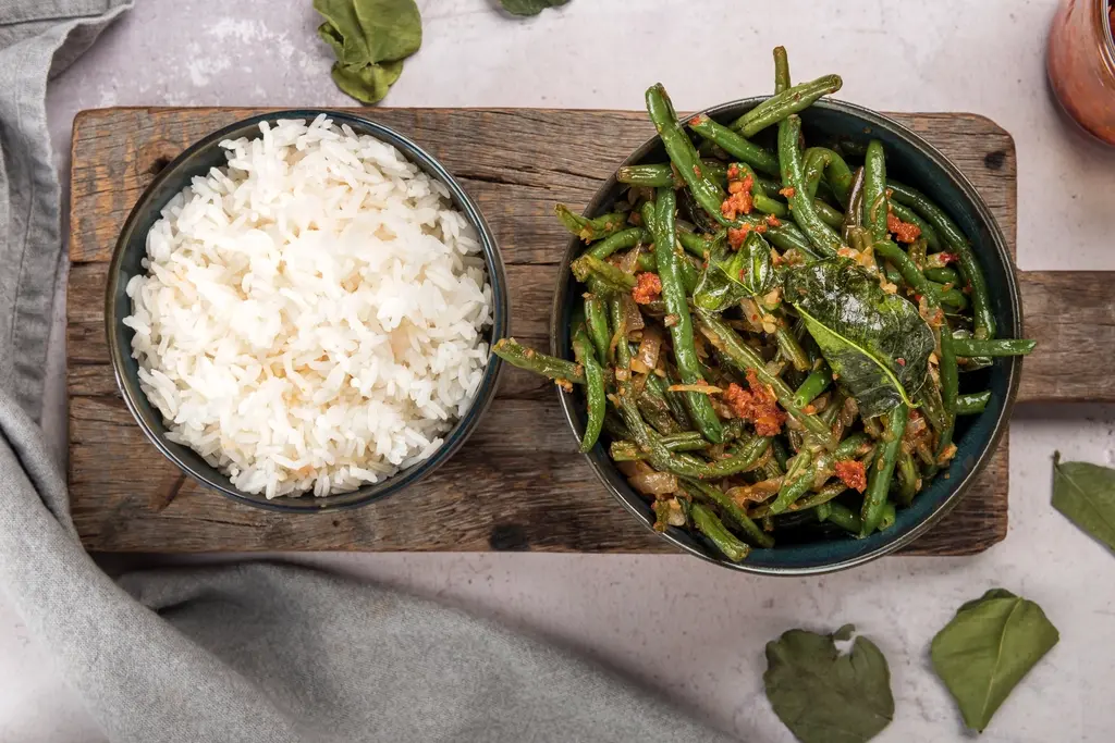 Sambal goreng boontjes met rijst