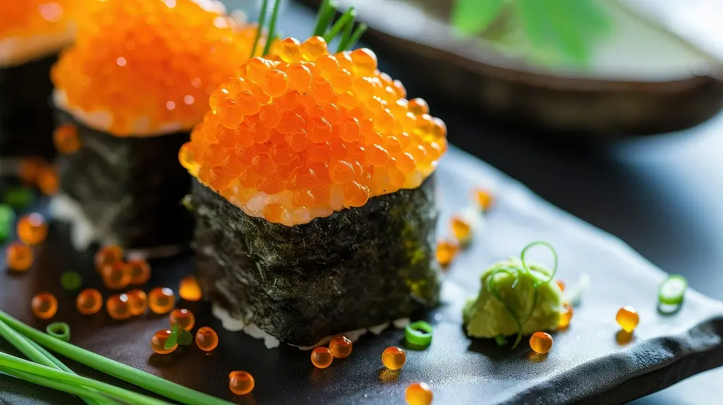 Maki sushi met maïs, kewpie mayo en viseitjes