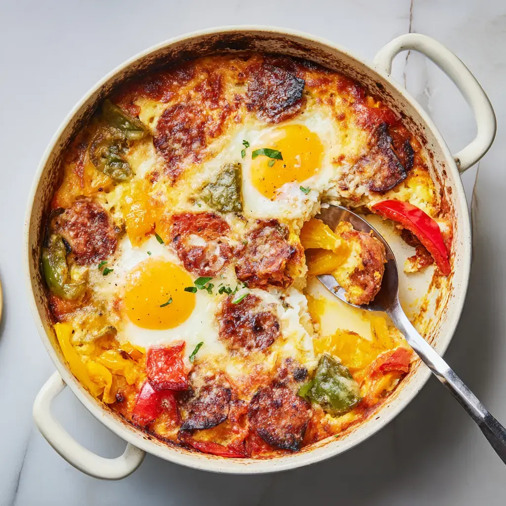 Ovenschotel met ei en chorizo