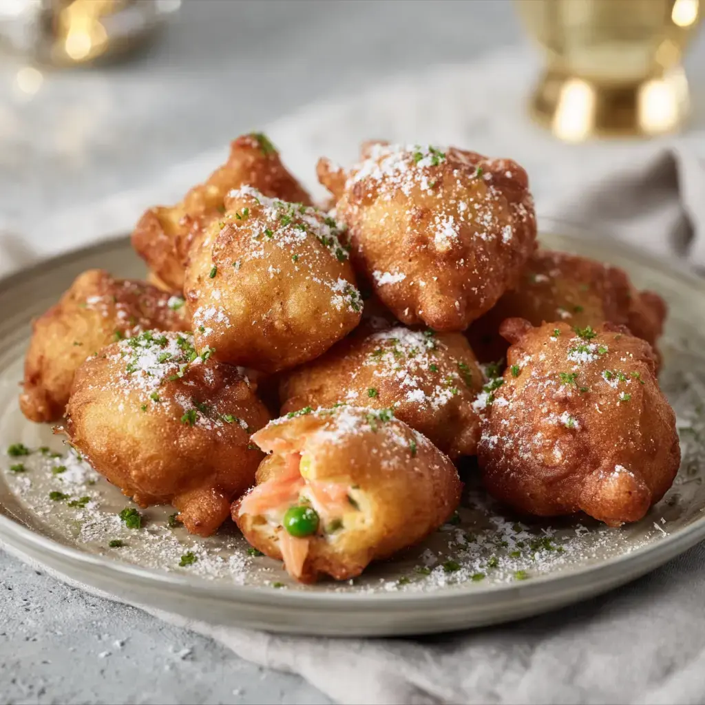 Hartige oliebollen met gerookte zalm