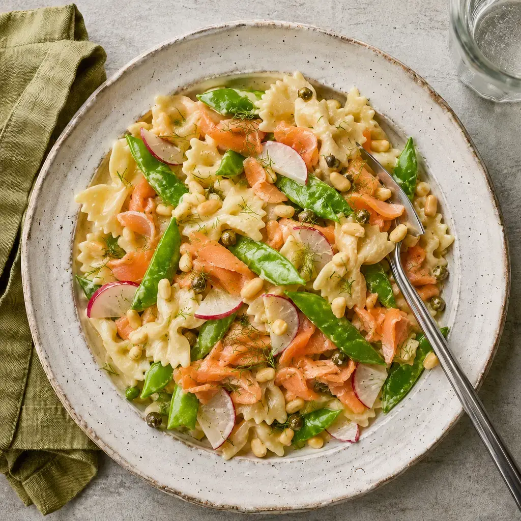 Pastasalade met gerookte zalm